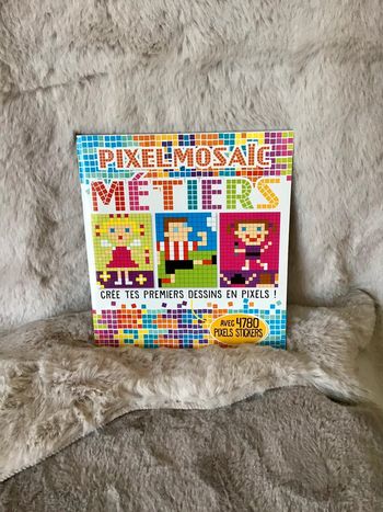 Livre Créer tes premiers dessins en pixels Mosaic Les métiers  avec 4780 pixels stickers (0224)