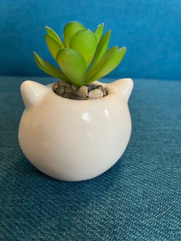 Pot chat plante artificielle - photo numéro 2