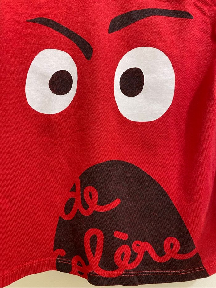 T-shirt manches longues rouge rigolo émotion yeux colère bébé garçon 18 mois DPAM - photo numéro 2