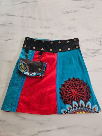 Jupe porte feuille réversible multicolore taille unique