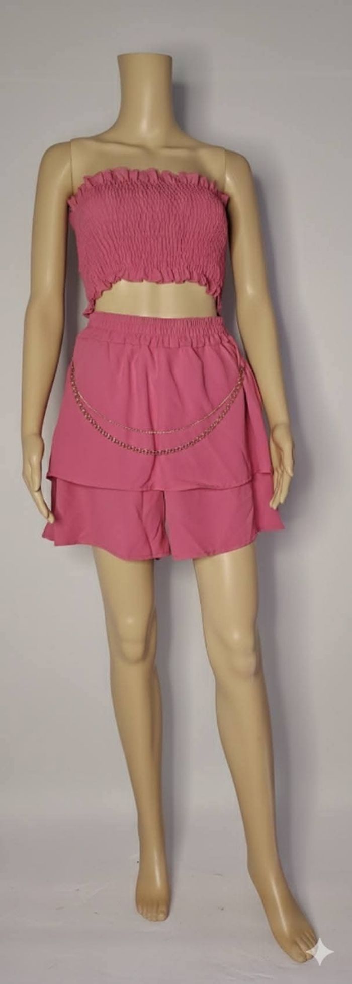 Ensemble 2 pièces Fushia - Top Bustier & jupe Short - Neuf - Taille Unique