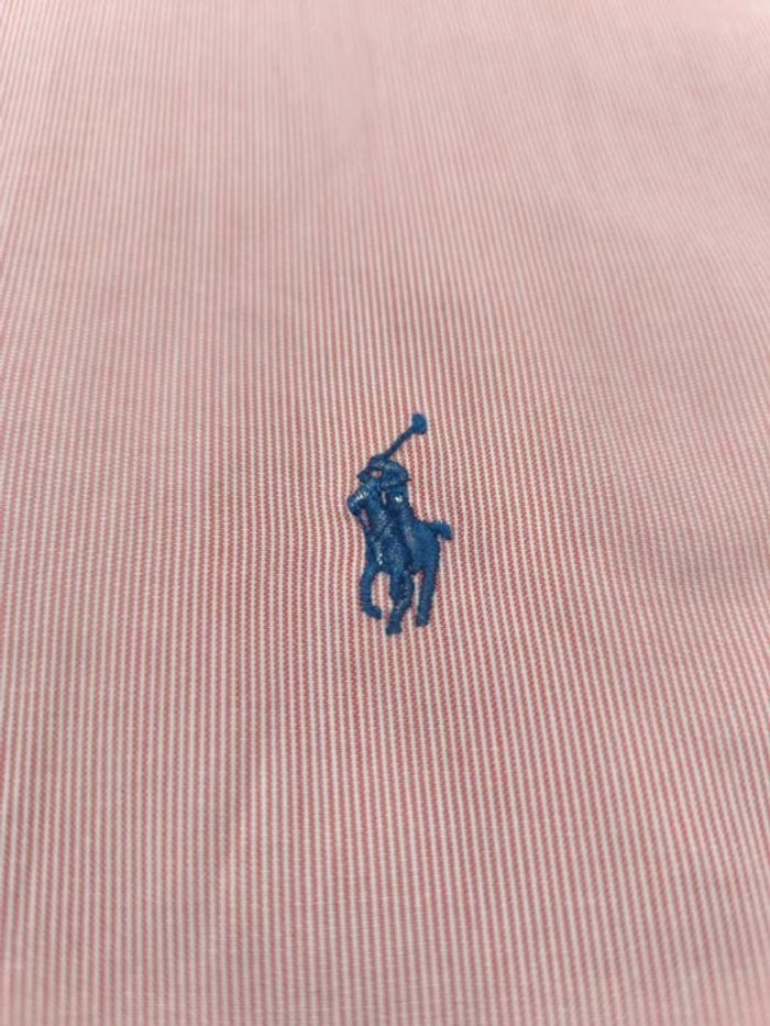 Chemise à rayures - Ralph Lauren - Yarmouth - Logo brodé bleu - Blanc, rose - Taille L - photo numéro 7