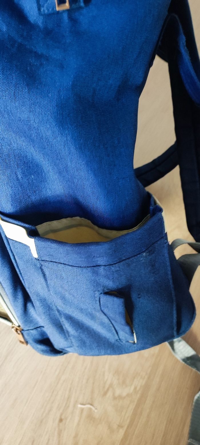 Sac à langer bleu type sac à dos - photo numéro 3