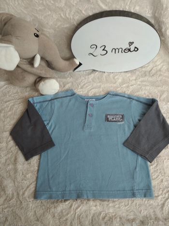 Polo tee shirt chemise manches longues Garçon 23 mois Second class Babibou 100% coton