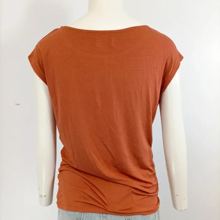 T-shirt torsadé orange rouille taille L coupe fluide casual chic A626 - photo numéro 4