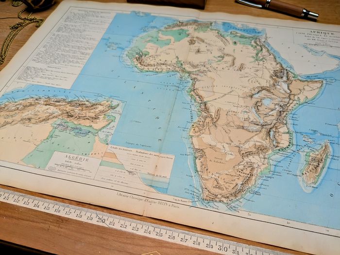 Imprimée en 1879, carte de l'Afrique. Vintage Authentique. - photo numéro 3