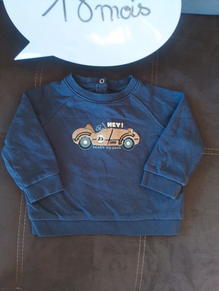 Sweat pull Garçon 18 mois voiture Kiabi Eco conception coton bio - photo numéro 2