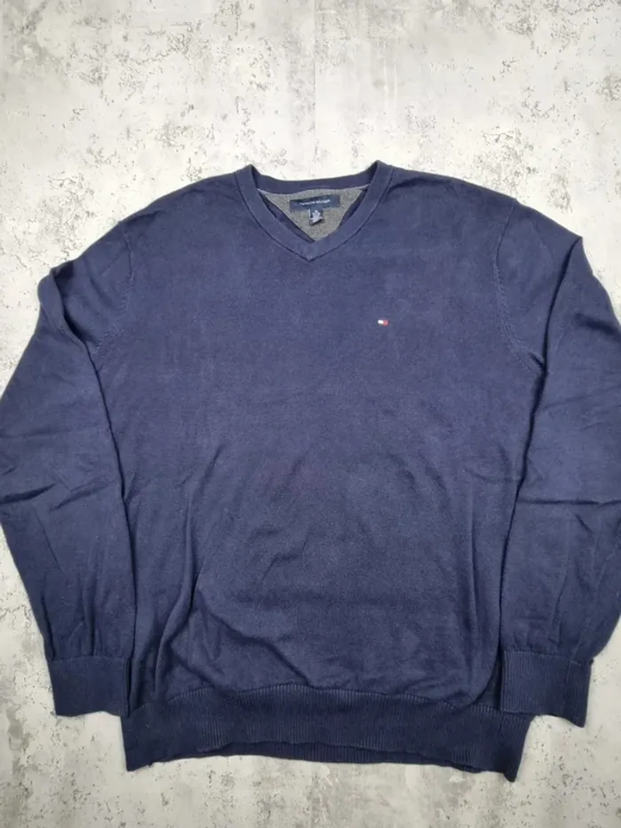 Pull col V Tommy Hilfiger bleu, XL Hommes - photo numéro 3