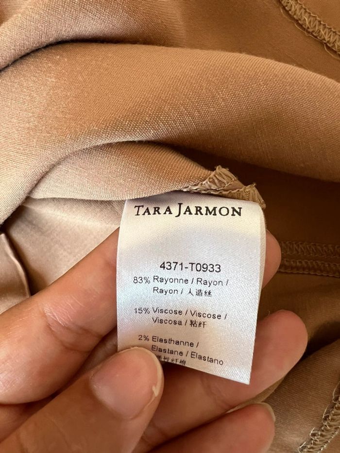 Blouse manches courtes Effet Soie Col échancré marron glacé Tara Jarmon - photo numéro 5