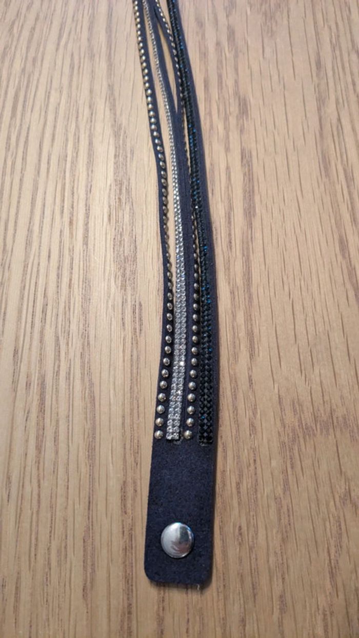 Bracelet tissu et strass marine femme - photo numéro 4
