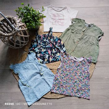 🌼 Lot x5 blouses manches courtes – 4 ans – Très bon état