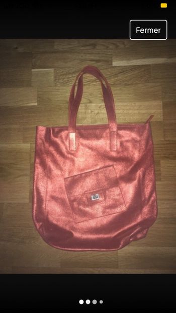 Sac ocre brillant en cuir nickel