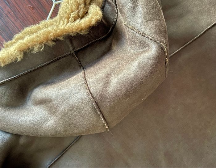 Manteau fausse fourrure , marron , avec capuche - photo numéro 6