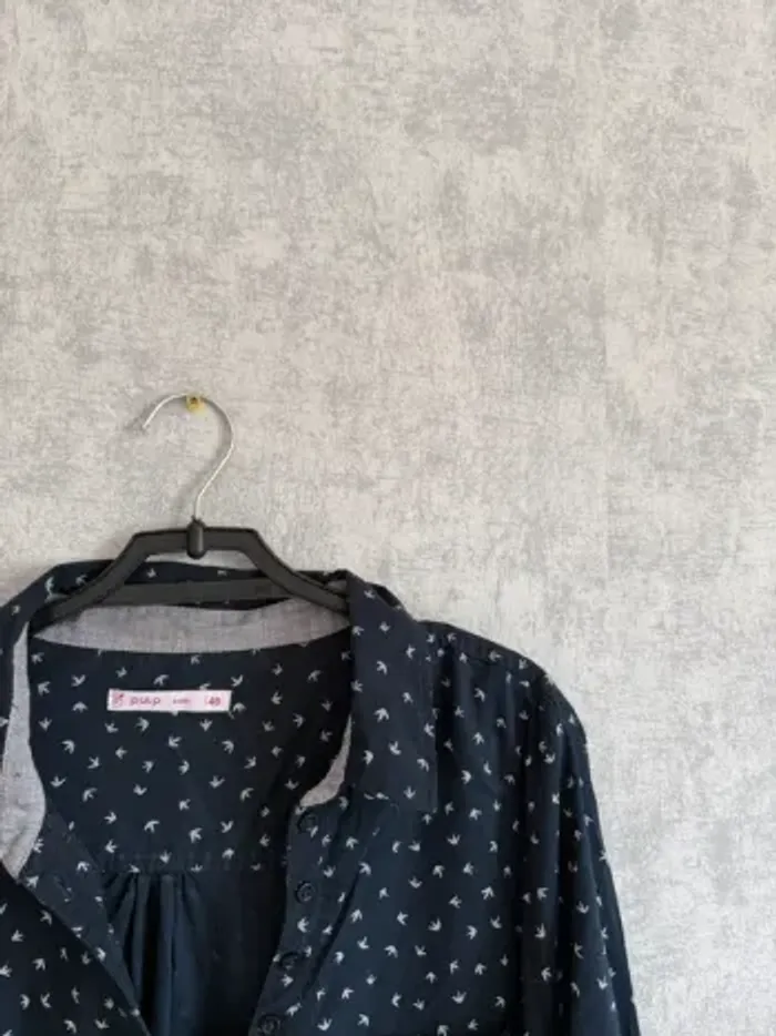 chemise bleu foncé à motifs blancs Gémo taille 48 - photo numéro 3