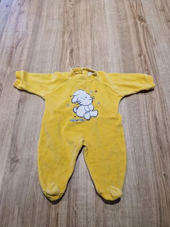 Barboteuse/Pyjama Velours Éponge Jaune Absorba - Lapin - 3 Mois