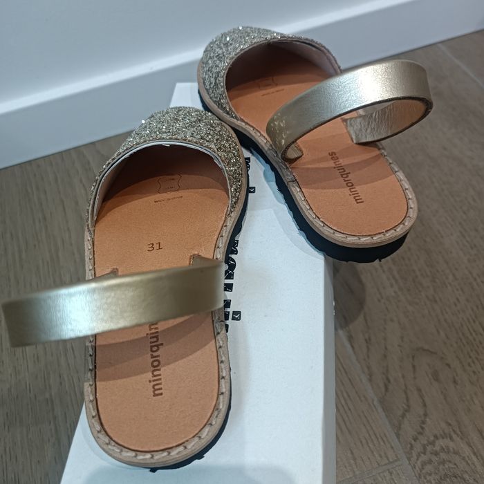 Sandales paillettes dorées Minorquines - photo numéro 5