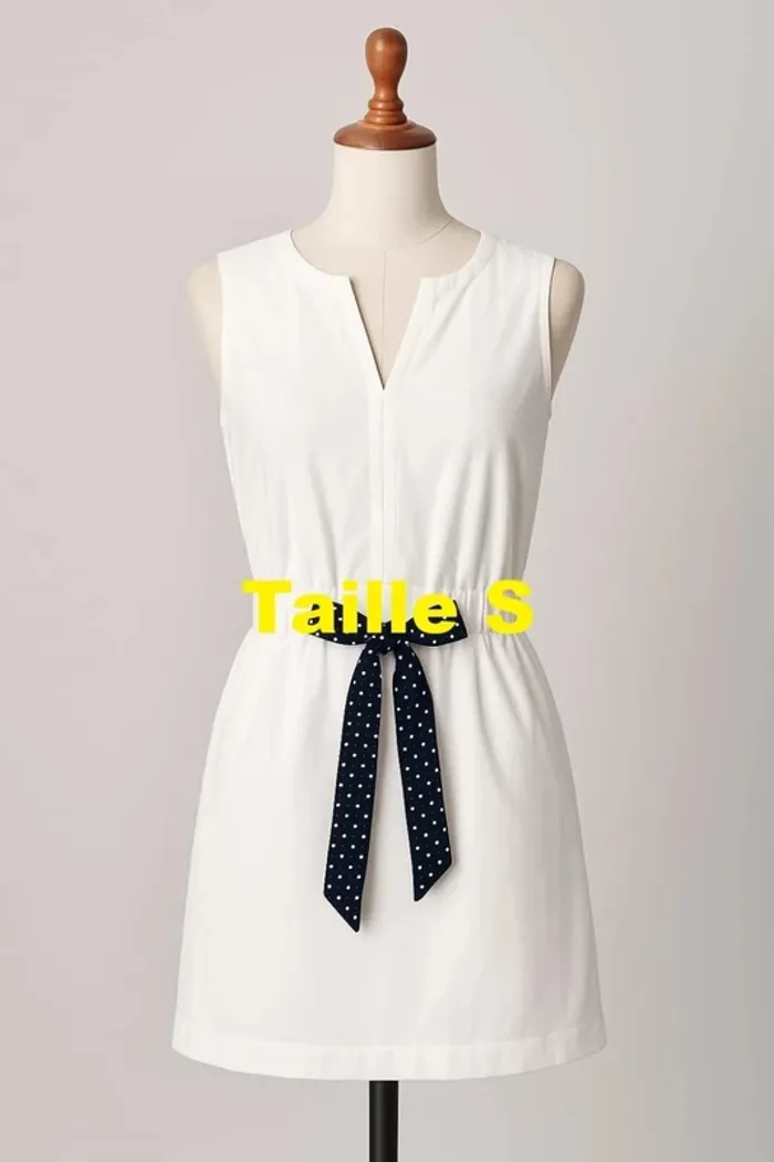 Robe blanche / crème nœud bleu marine à pois Vero Moda Taille S