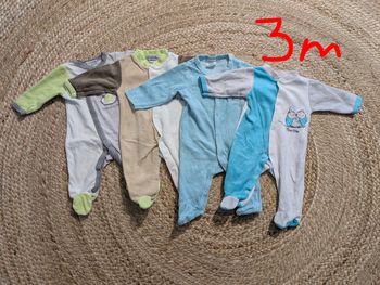 Lot de 4 pyjamas en velours – 3 mois (60cm)