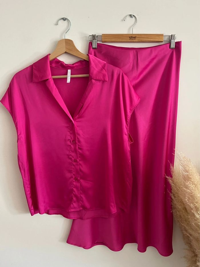 Ensemble jupe et chemisier fuschia Impérial - photo numéro 4