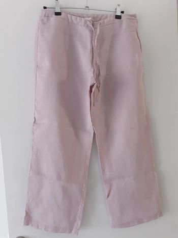 Pantacourt femme en lin rose Taille 38