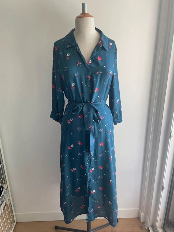 Robe turquoise à fleurs Intrend - photo numéro 3