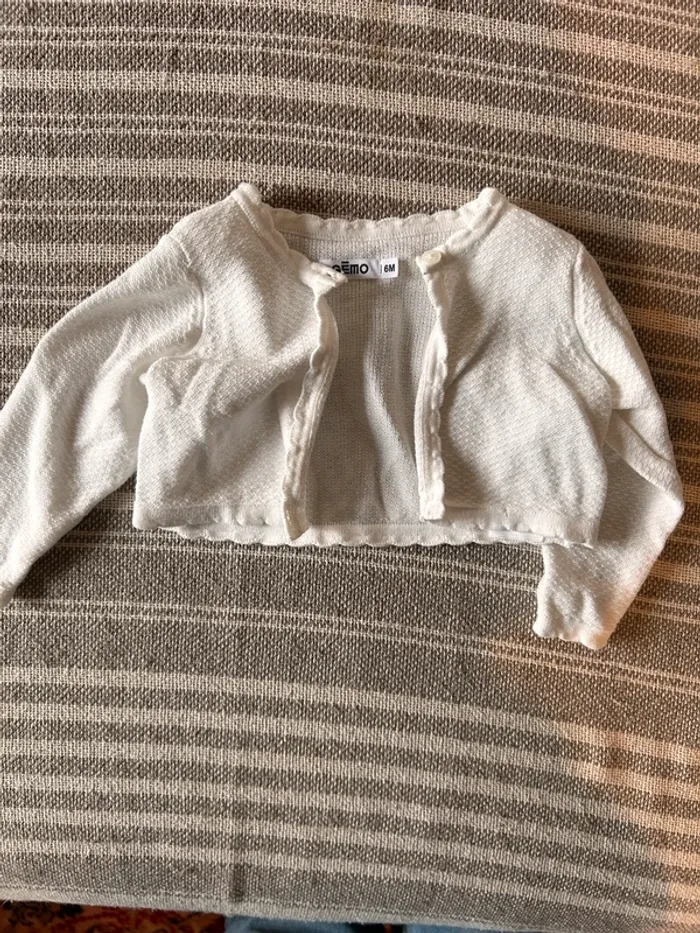 Gilet blanc bébé fille gémi 6 mois
