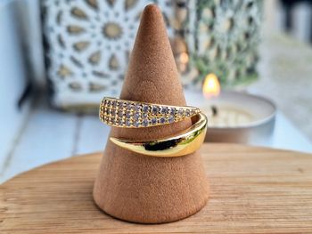 Bague ouverte avec strass design Griffe en Acier Inoxydable Bague de fiançailles pour femmes, Cadeau