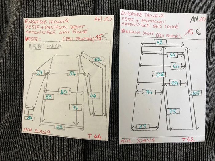 AN10- Ensemble/tailleur veste+pantalon fines rayures mia soana T42-44 peu porté - photo numéro 15
