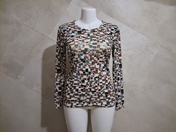 top manches longues carreaux imprimés Taille unique Camaieu