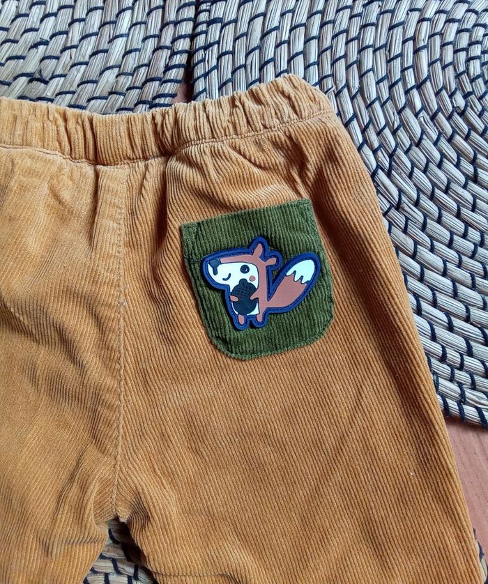 Ensemble pantalon velours moutarde+ tee shirt assorti DPAM taille 3 mois - photo numéro 5