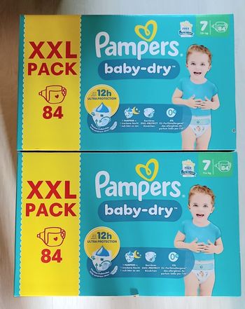168 couches Pampers baby dry taille 7 (2 XXL Packs)