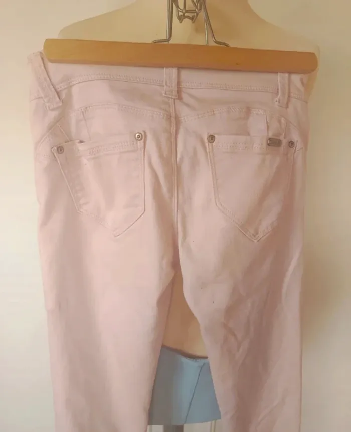 pantalon skinny stretch quality neuf femme rose poudré Cindy H Paris t s 36 y2k 90s 2000 - photo numéro 6