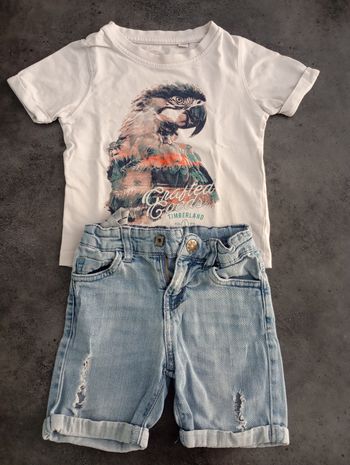 Short en jean/t-shirt Timberland 2 ans