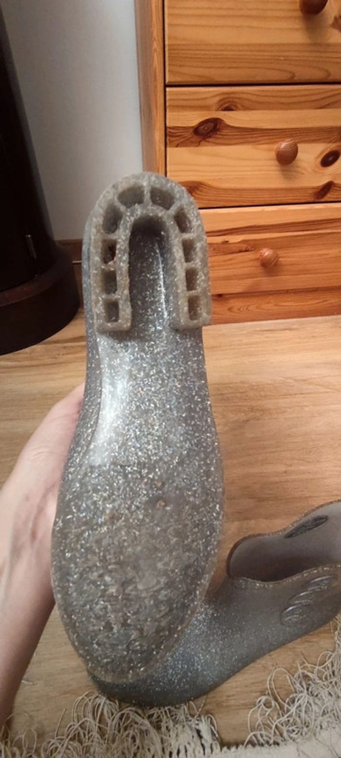 Bottines de pluie caoutchouc gris pailleté Vivienne Westwood x Melissa - photo numéro 6