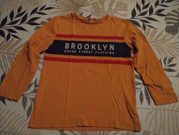 Tee shirt manche longue Brooklyn jaune moutardes 8 ans