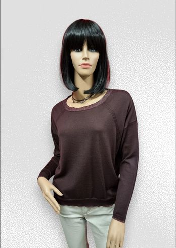 Un Jour Ailleurs pull fin laine bordeaux * taille 0 *