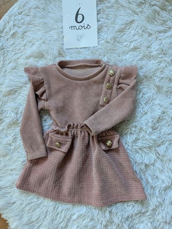 Robe velours rose – 6/9 mois