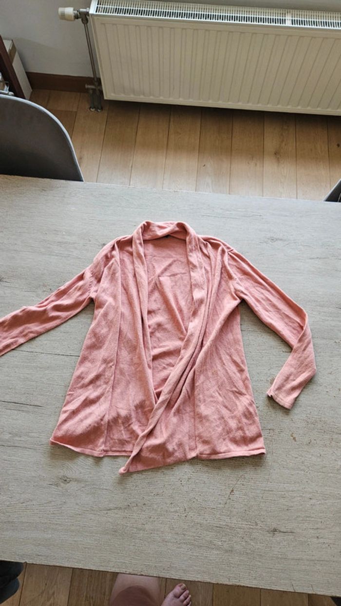 Gilet long à manches longues, saumon, Kiabi, 10 ans - photo numéro 4