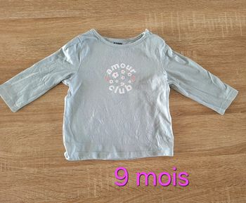 T-shirt coton vert d eau 9 mois