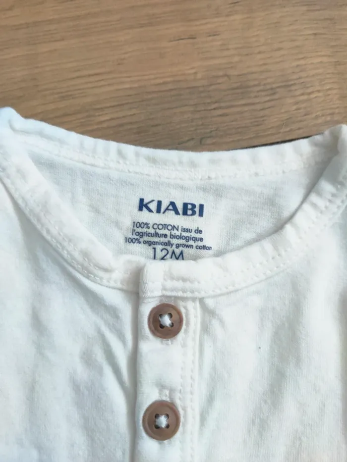 T-shirt blanc cassé manche courte bébé garçon 12 mois - photo numéro 2