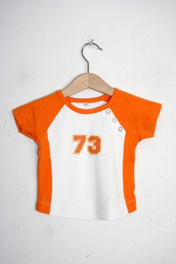 Tee-shirt manches courtes orange et blanc