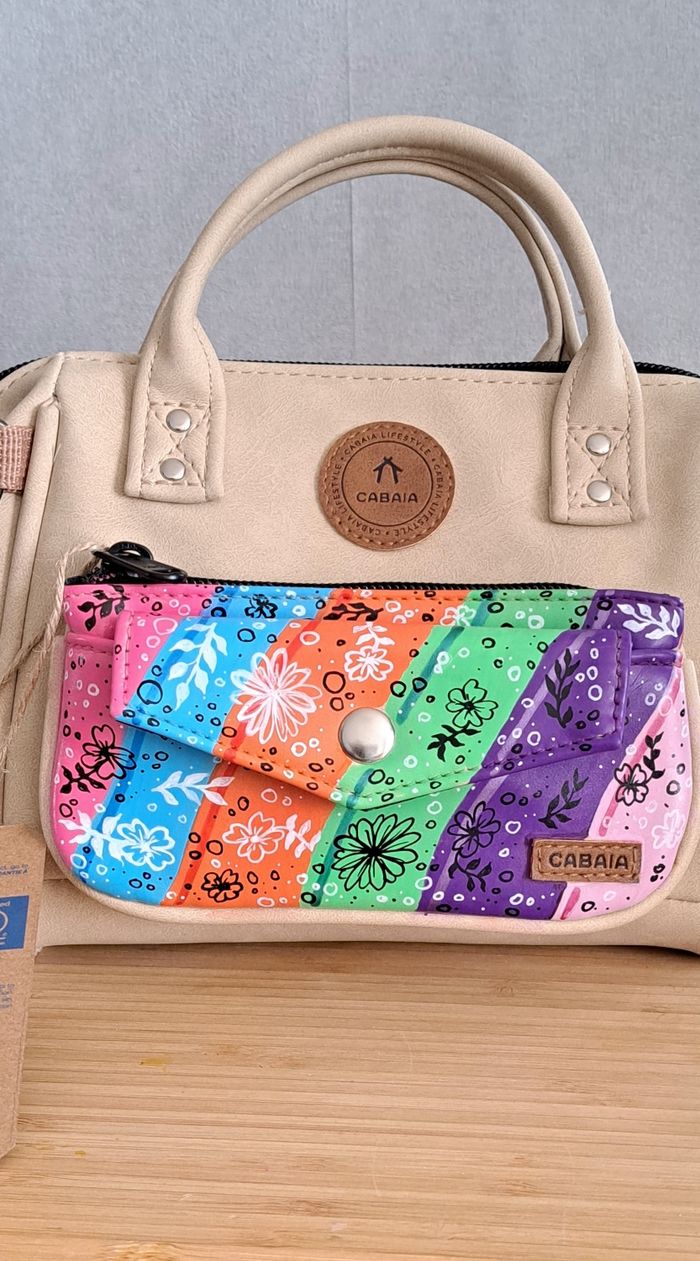Pochette Crossbody Cabaia Femme Camel - Tissu - Neuve Avec étiquettes - Style Pratique