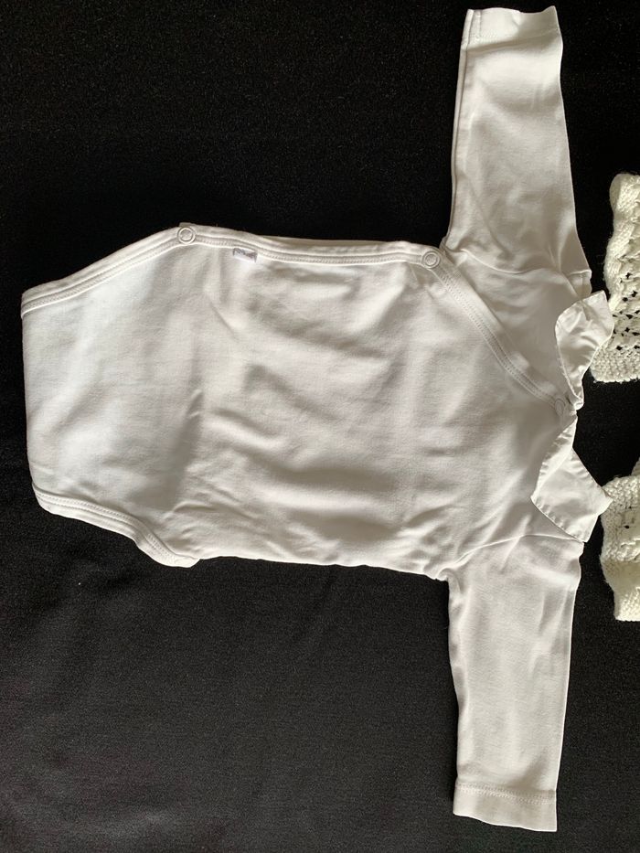 Ensemble lot blanc gilet & body Jacadi 1 mois - photo numéro 4