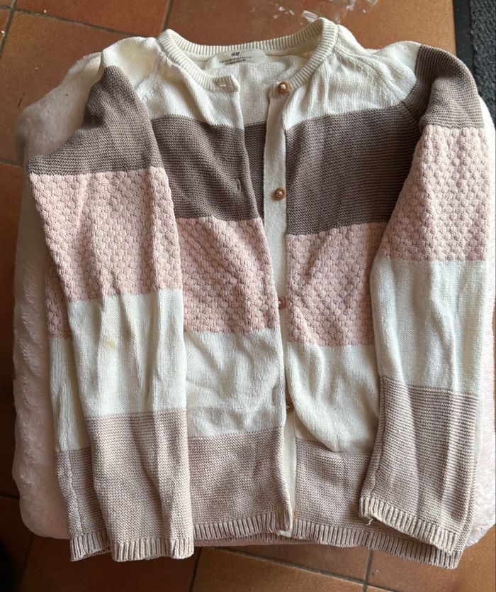 Gilet léger dégradé écru/brun/rose (6-8ans)