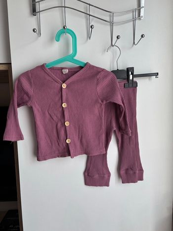Ensemble deux pièces côtelé vieux rose bébé fille 12/18 mois