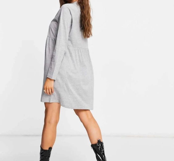 Robe t-shirt coton gris manches longues Style baby doll Brave Soul Taille S - photo numéro 7