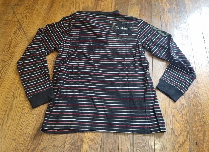 Polo manche longue garçon quicksilver noir à rayure taille 12ans - photo numéro 4