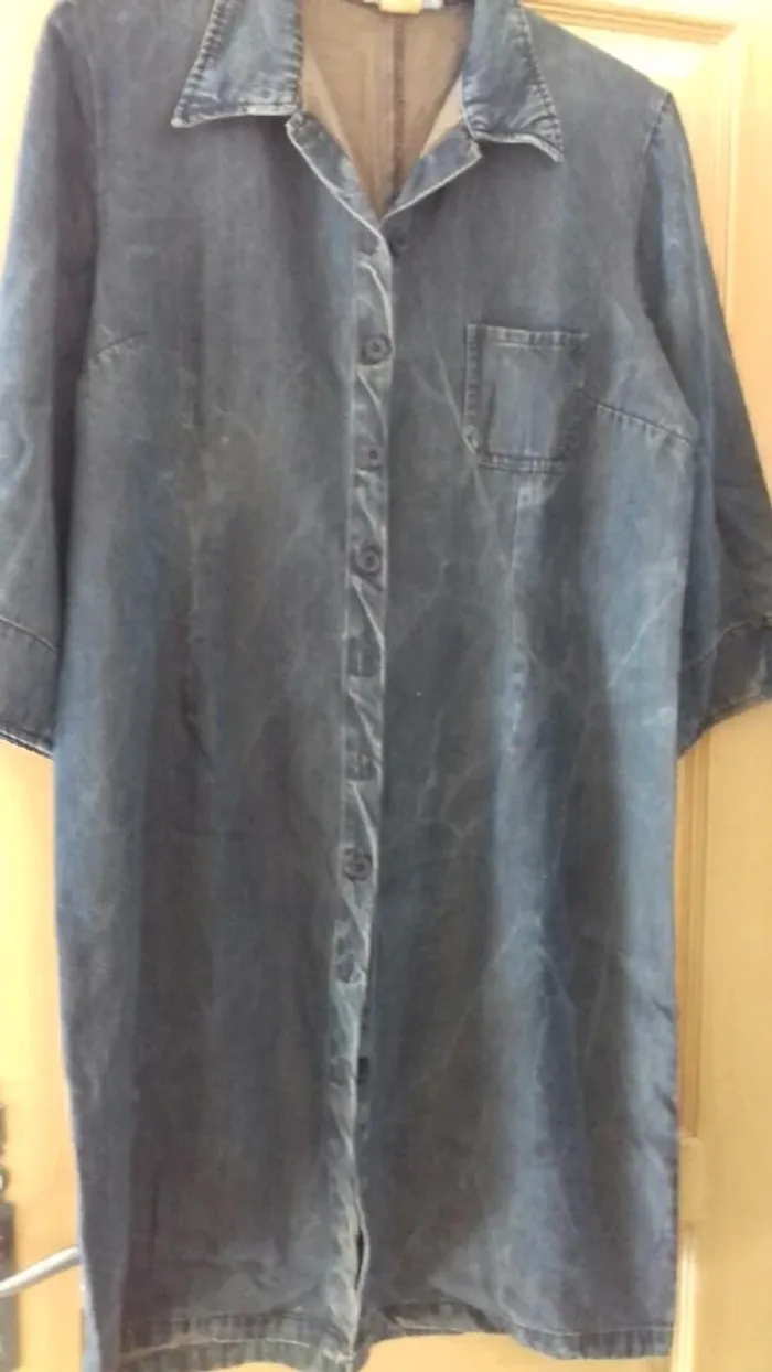 Veste/robe jean effet usé manches 3/4 taille 46 - photo numéro 2