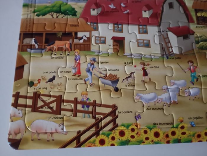 Puzzle 35 pièces.   À la ferme . Apprendre des mots . Parfait état. - photo numéro 3