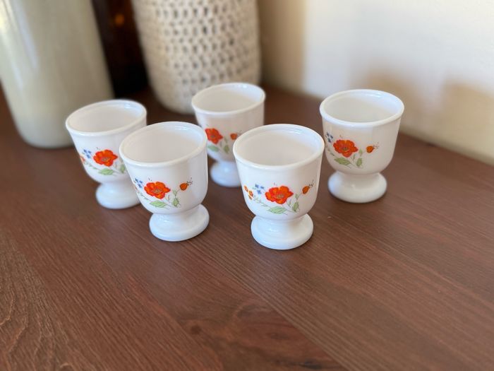 5 coquetiers motifs coquelicots  - Arcopal - photo numéro 3